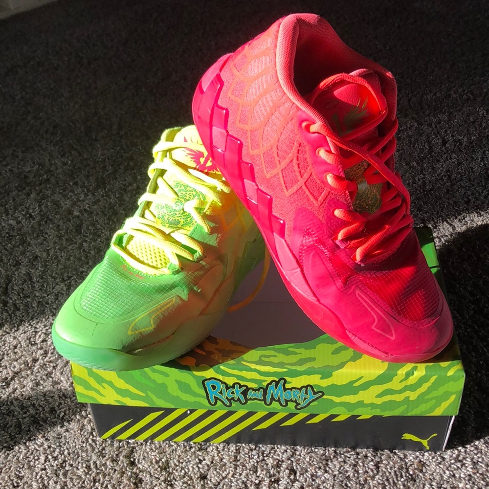 Puma Rick and Morty MB1 X mismatched size 11.5 Lamelo Ball basketball shoes